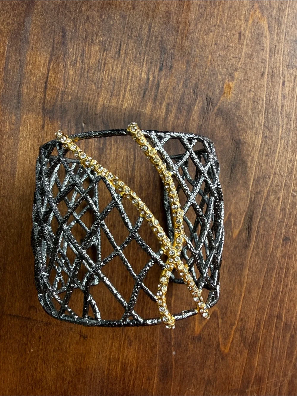 Vintage Alexis Bittar Pave-Accented Woven Cuff